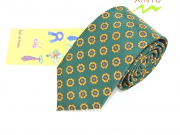 Green luxury small flower pattern design customized tie woven jacquard necktie cravat factory custom production绿色富贵小花花型设计领带定制