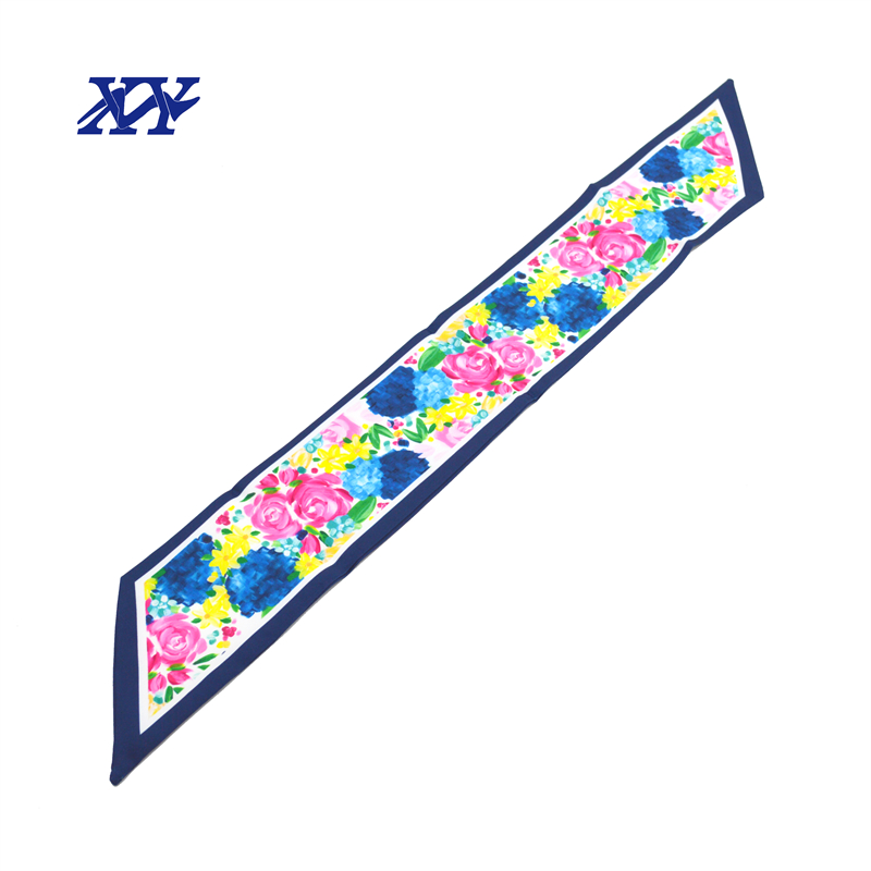 Flower Oil Painting Design Scarf For  Ribbon Bag Strap Hair Tie 油画设计图案数码印花丝巾飘带包带绑发带