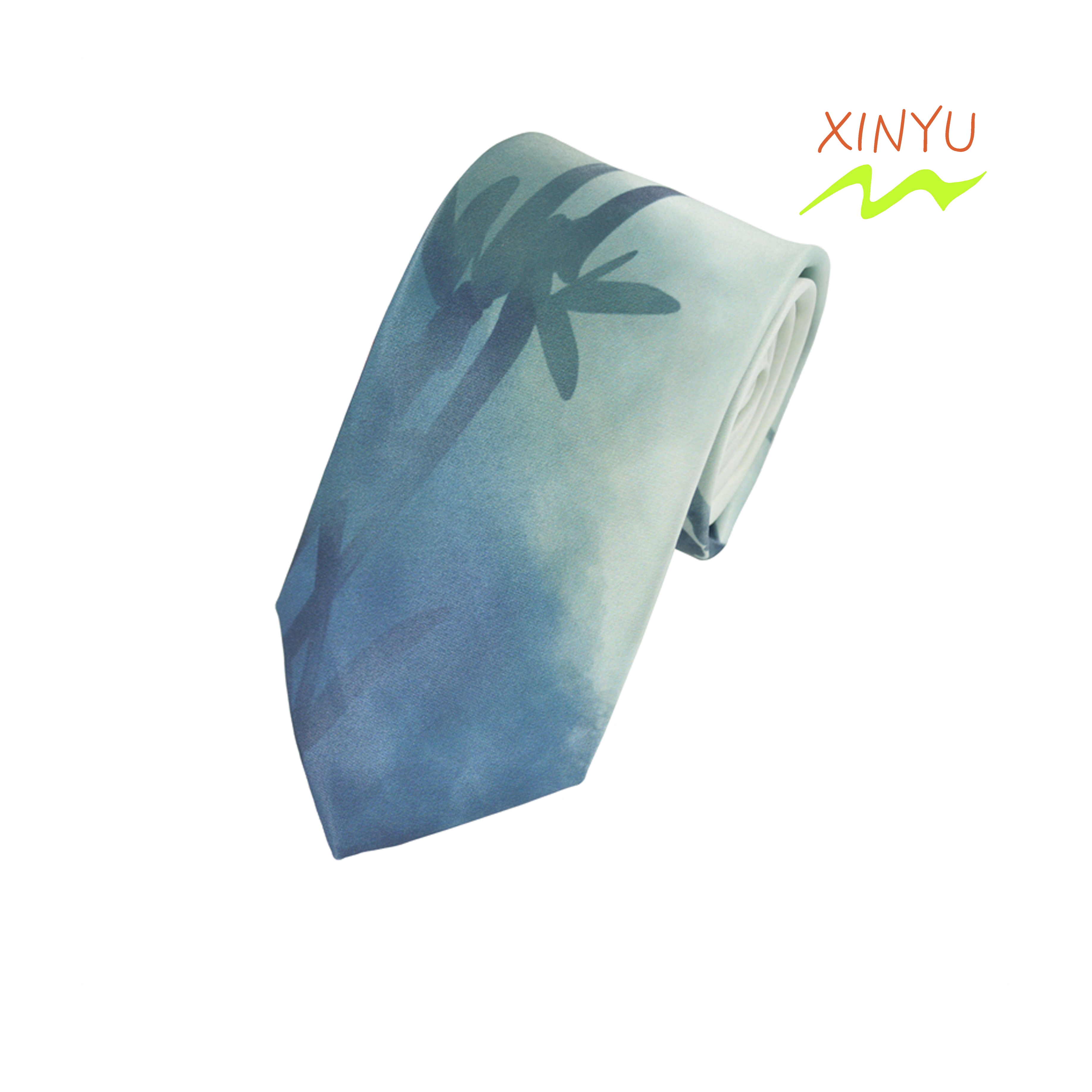 Green bamboo printing polyester necktie sublimation printing process low MOQ factory direct order tie customization 绿色竹子印花设计涤纶丝热转印工艺低起订量工厂直达领带定制