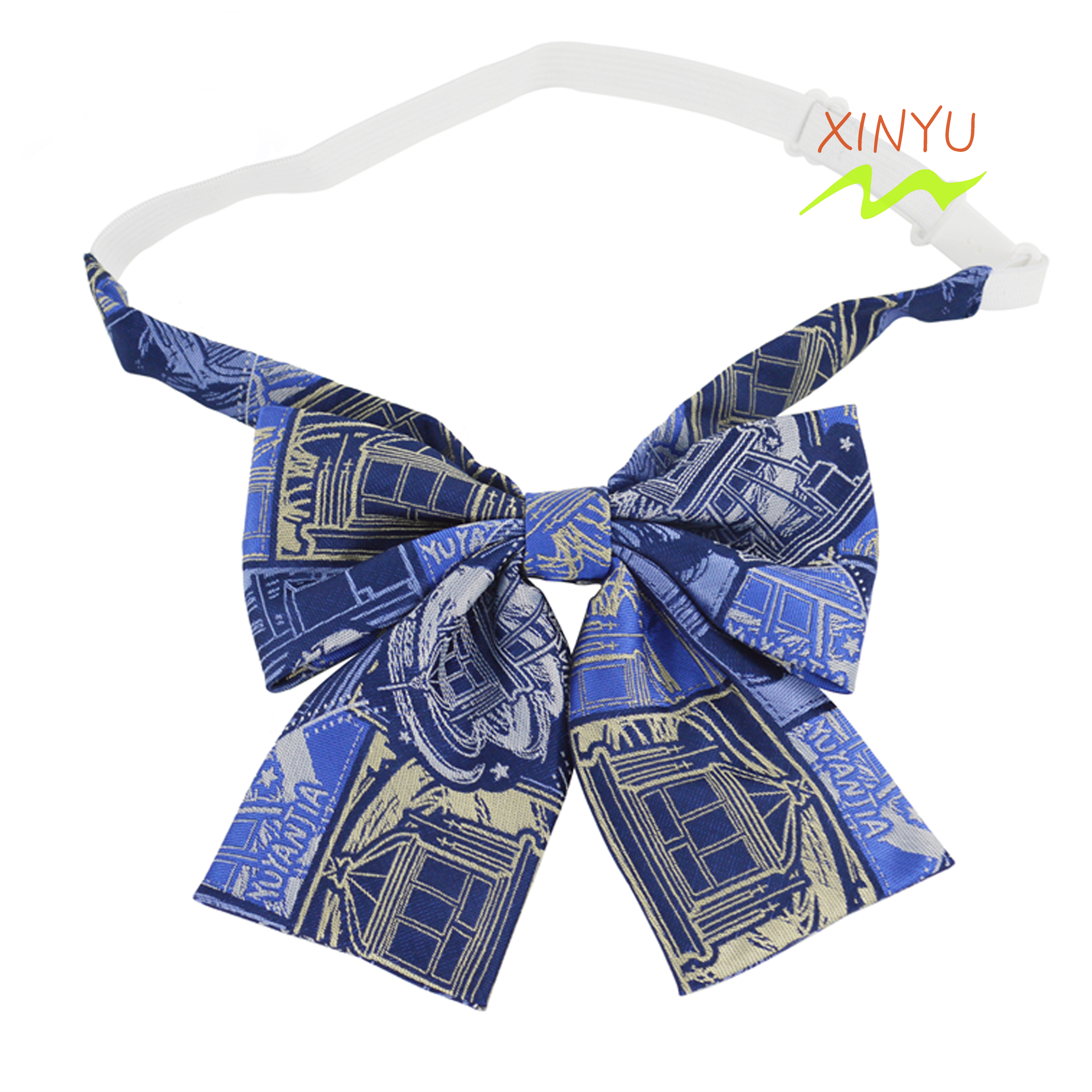 BLUE BOWTIE FOR GILRS JACQUARD FABRIC WEAVE BOW TIE 蓝色女孩可爱领结定制