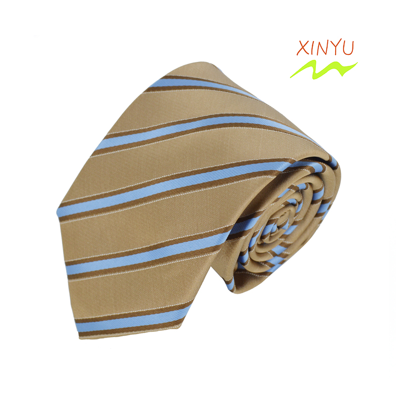 Coffee Gold Classic Stripe Tie Silk Necktie 咖啡色金典条纹领带