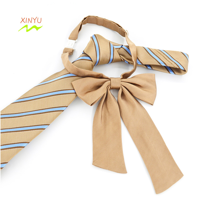 CLASSIC COFFEE COLORED NECKTIE WITH BOWTIE SET IN SILK JACQUARD FABRIC CUSTOMIZED DESIGN