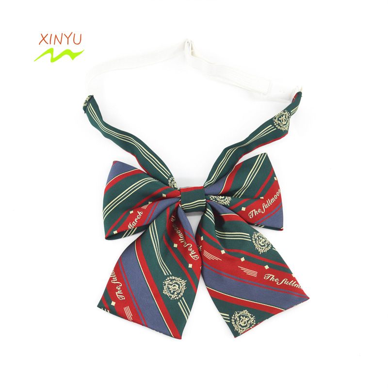 JK GIRL BOWTIE GREEN WINE RED COLOR MATCH WITH LOGO 红色条纹绿色JK平角领结女士来图来样定制