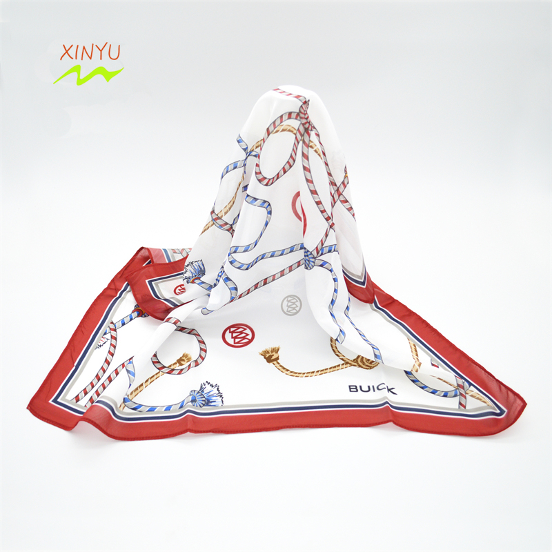 CHIFFON POLYESTER DIGITAL PRINTING SCARF WITH LOGO