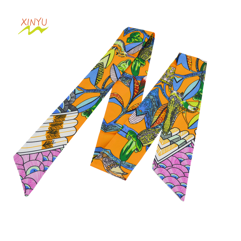 SILK DIGITAL PRINTING SCARF RIBBON FOR LUXURY BAG  NICE DESIGN CUSTOMIZED PRODUCTION